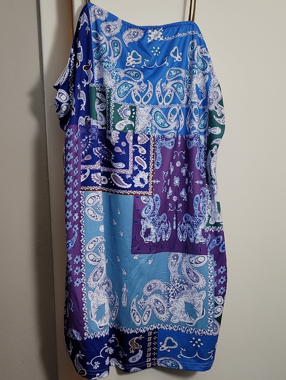 NWOT Blue & Purple Paisley Patchwork Women's Top